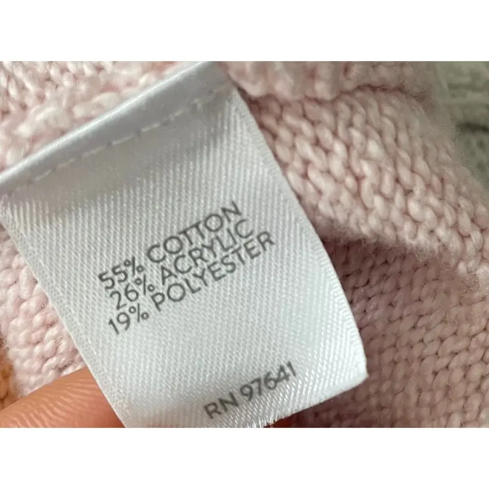 J. Jill Tan, Pink, Striped Long Sleeve V-Neck Sweater, Coastal, Size XS